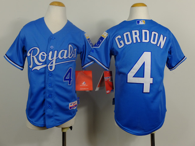 Youth Kansas City Royals #4 Gordon Light Blue MLB Jerseys